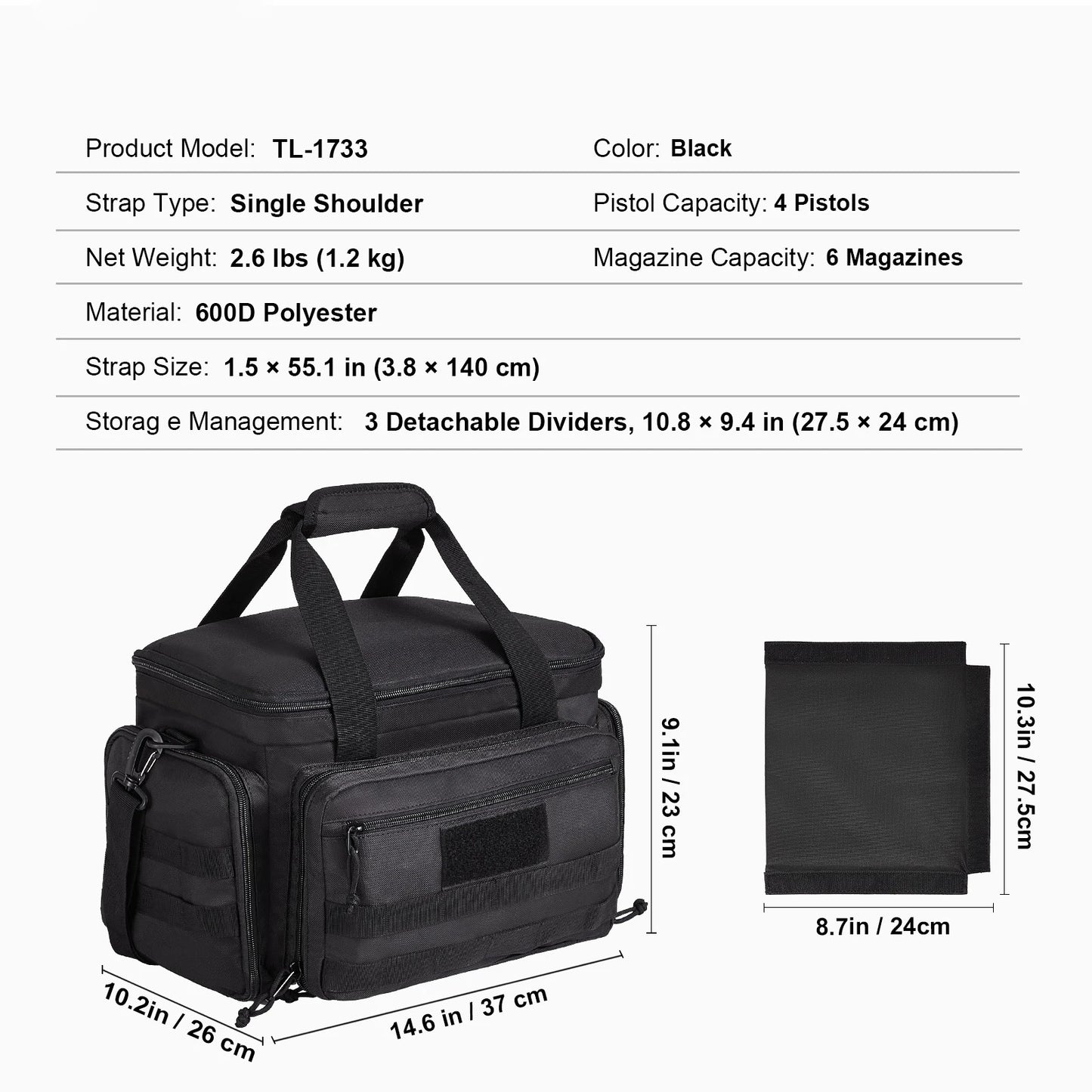 SucceBuy Tactical Range Backpack 2/6 Pistols Gun Backpack with Independent Pistol Bags and Magazines Pistol Backpack for Outdoor