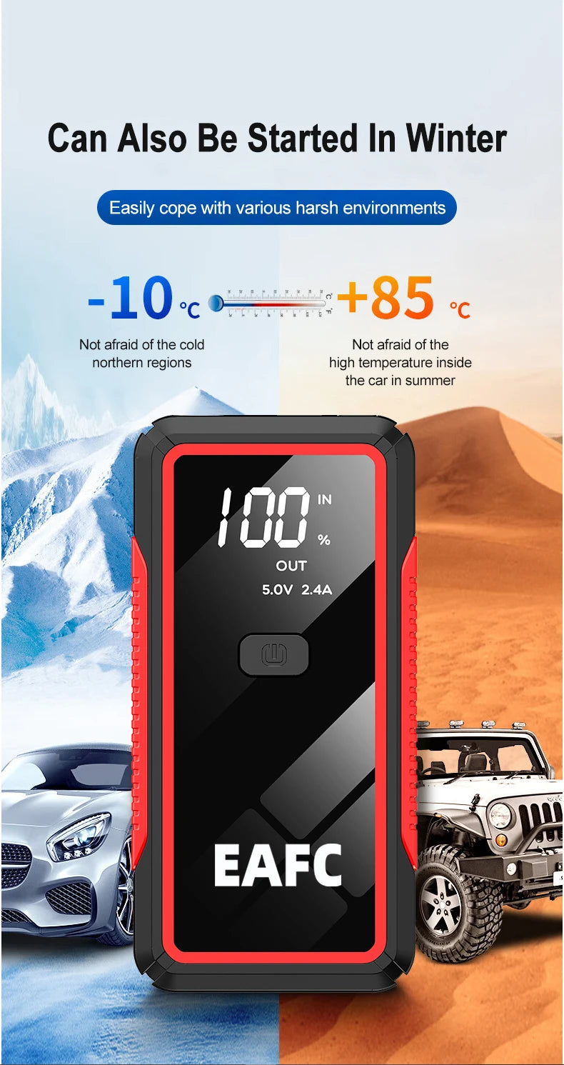 2000A/1200A High Power Car Battery Jump Starter Portable Car Battery Booster Charger Booster Power Bank Starting Device USB Port