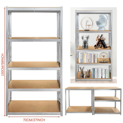 5 Tier Heavy Duty Galvanised Adjustable Shelf Racking Unit Storage Rack 875KG Capacity Metal Shelves Workshop, Shed, Office,Home