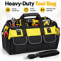 Heavy Duty Electrician Tool Bag, Large Capacity Tool Storage Bag with Multiple Compartments, Durable Polyester Work Bag with Sturdy Handles, Black Yellow Tool Bag for Job Sites
