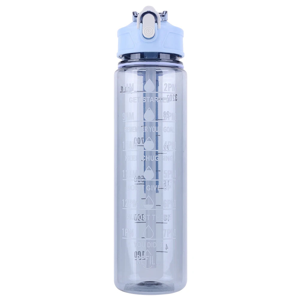 900ml Portable Drinking Cup with Straw & Handle Outdoor Travel Bottle Large Capacity Motivational Drinking Bottle for Boys Girls