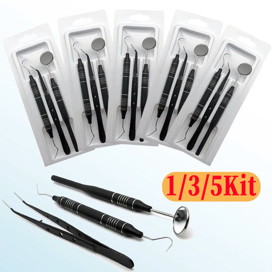 3Pcs/Kit Dental Mouth Mirror Tweezers Curve Probe Dentist Instrument Teeth Care Cleaning Dental Tools