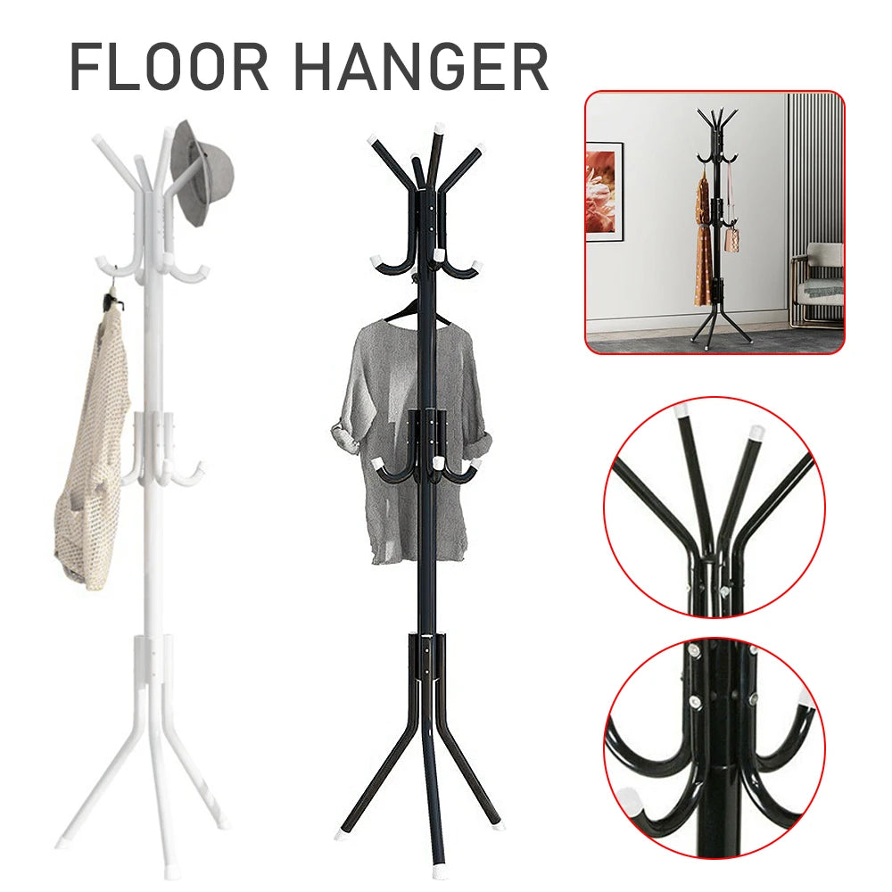 Metal Freestanding Tree-Shaped Clothing Rack, Multi-Functional Garment Organizer, Space-Saving Floor Standing clothes hat Rack