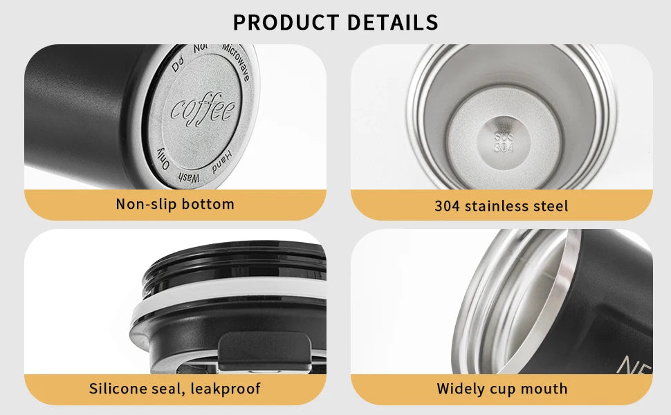 Stainless Steel Vacuum Insulated Travel Coffee Mug, Led Temperature Display Insulated Tumbler, Leak Proof with Lid 510ML
