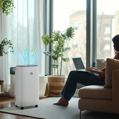HOMCOM 12L/Day 2500ml Dehumidifier for Home with 24H Timer and 2 Speed Modes