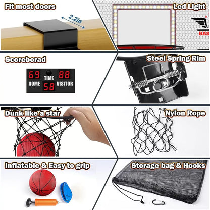 VATOS Basketball Hoop x2 Indoor Outdoor Electric Mini Basketball Scoreboard 4x Balls Toy Gift for Kids Boys Girls Sports Game