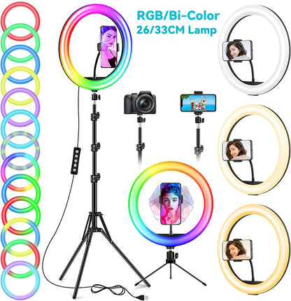26cm 10inch Led Selfie Ring Light Round Ring Lamp with Phone Holder Photography Fill Lighting with Tripod for Youtube Live Video