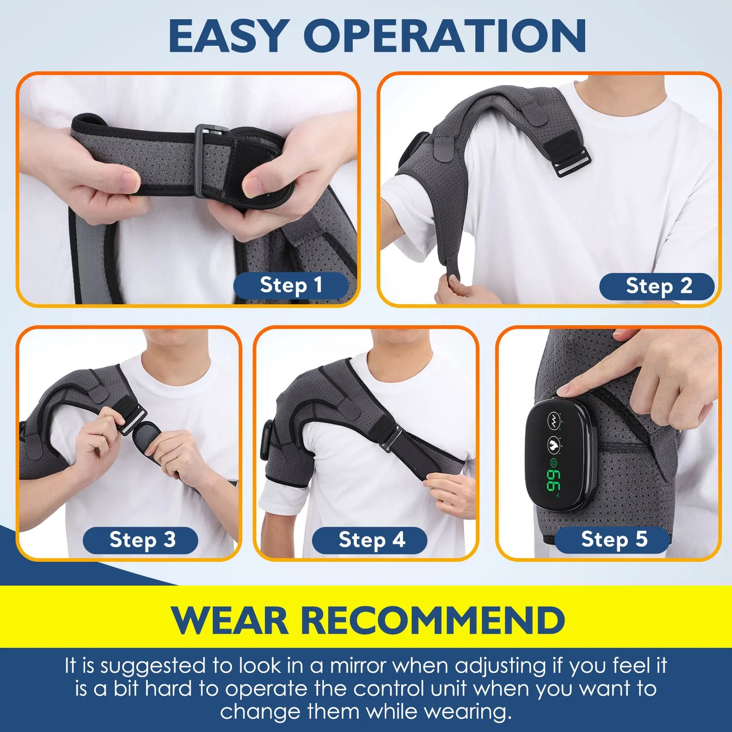 Electric Vibration Shoulder Massager Heated Shoulder Brace Support for Men Women Adjustable Shoulder Wrap Gifts
