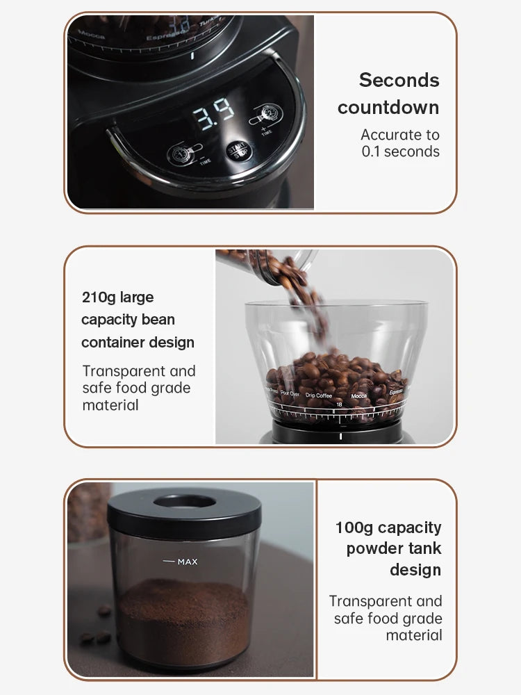 HiBREW Coffee Mill Automatic Electric Coffee Grinder with 31 Gears for Espresso American Coffee Pour Over Visual Bean Storage G3