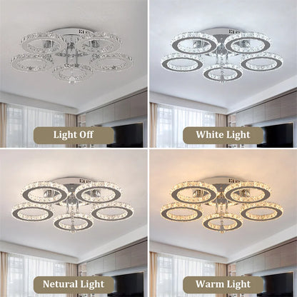 Modern Crystal Chandelier Ceiling Lamp Chrome Flush Mounted Pendant Light Luminari Dining Living Room Plafon Led Hanging Lampara