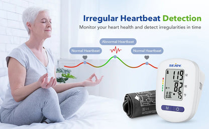 Sejoy DBP Blood Pressure Monitor Upper Arm Automatic BP Cuff Machine with LED Display for Home Use Health Care