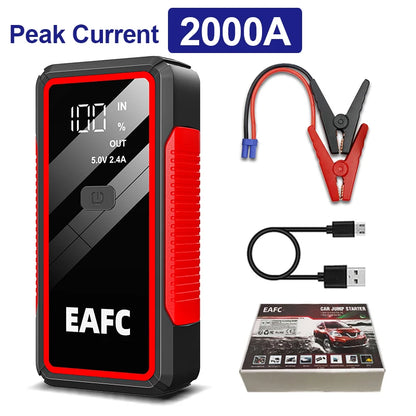 2000A Portable MultiFunction Emergency Booster Car Emergency Mobile Power Battery Charger 12V Car Jump Starter with LED Light