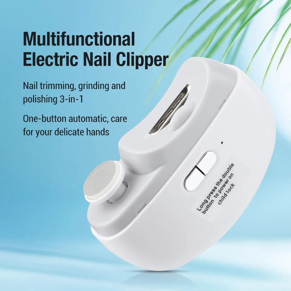 Electric Nail Clipper 2-in-1 Manicure Polishing Machine for Adult And Baby Fingernails - Automatic Trimmer And Cutter Grinder