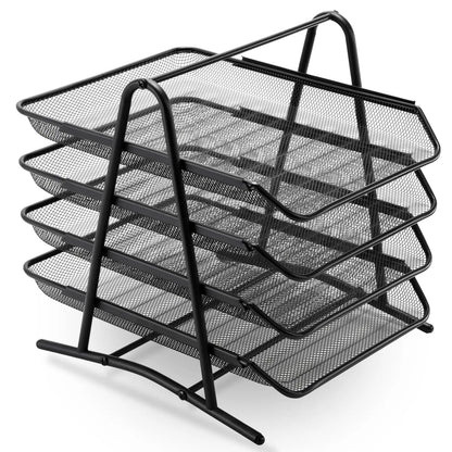 Mesh Desk Organiser 4 Tier Letter Tray Organizer Office Desktop Document Paper File Storage Mesh Filling Collection