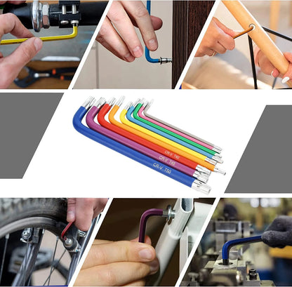 9 Pieces Allen Key Set Torx Torque Wrench Tool T10 T15 T20 T25 T27 T30 T40 T45 T50 Chrome Vanadium Steel