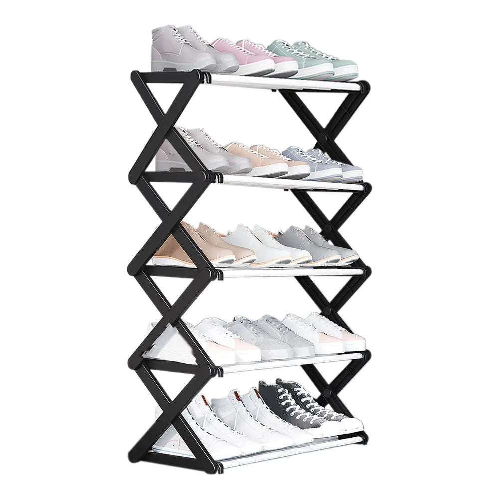 【Breeins】Foldable Multi-Tier Metal Shoe Rack for Entryway Shoes Storage Organizer Shelf Home Decoration Cabinet