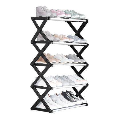 【Breeins】Foldable Multi-Tier Metal Shoe Rack for Entryway Shoes Storage Organizer Shelf Home Decoration Cabinet