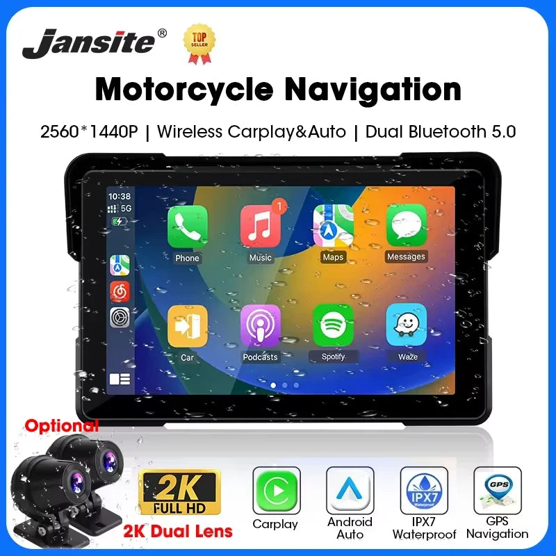 5/7 inch Carplay Motorcycle DVR Navigation GPS Wireless CarPlay Android Auto Airplay Display Screen Portable Moto Monitor IPX7