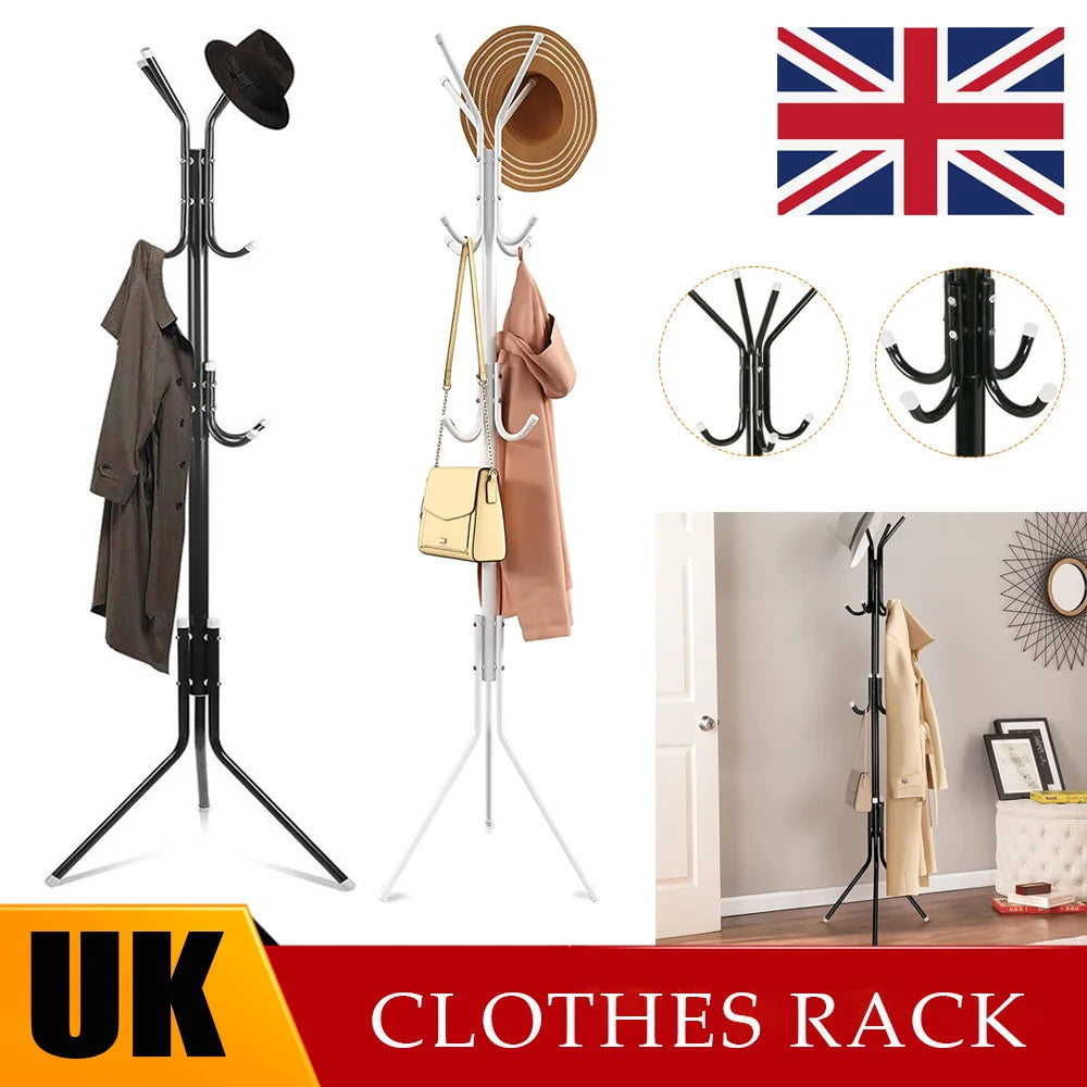 Metal Freestanding Tree-Shaped Clothing Rack, Multi-Functional Garment Organizer, Space-Saving Floor Standing clothes hat Rack