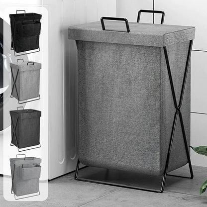 Foldable Storage Basket, Large Capacity Dirty Clothes Basket with hanging bag, Durable Canvas Organizer for Laundry