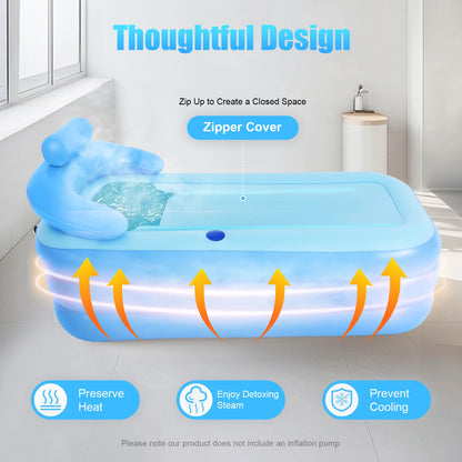 Modern Large Blue PVC Inflatable Bathtub Portable Folding Self-Contained Outdoor Bathtub for Adults And Children 160x84x64 Cm