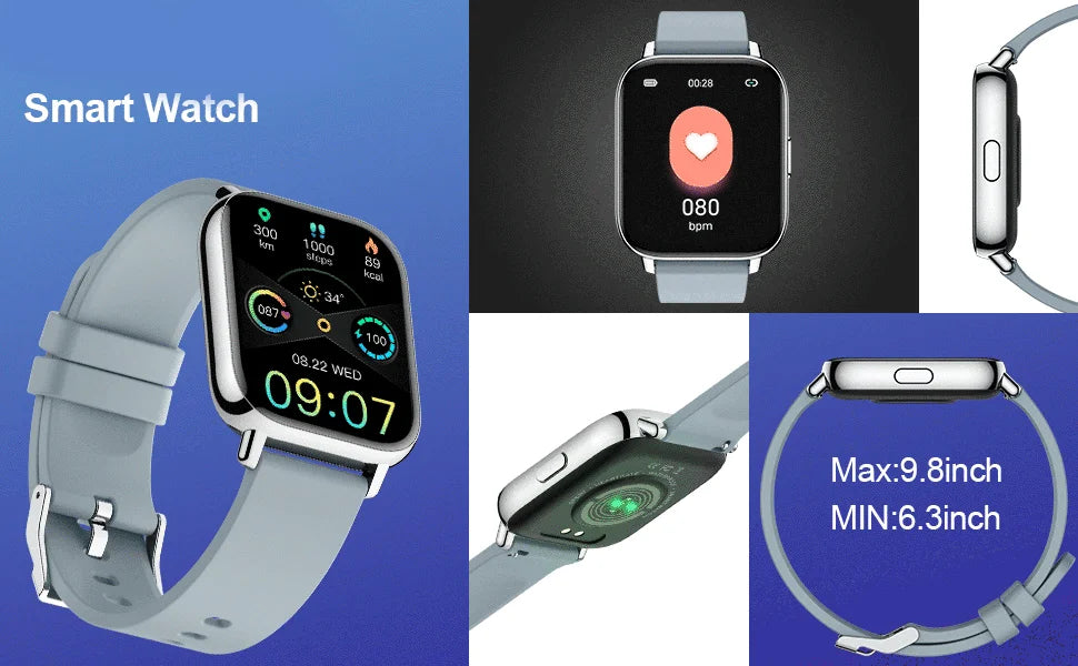 Nerunsa Smart Watch, Fitness Tracker 1.69" Touch Screen Smartwatch Fitness Watch Heart Rate Monitor/Pedometer/Sleep Monitor.