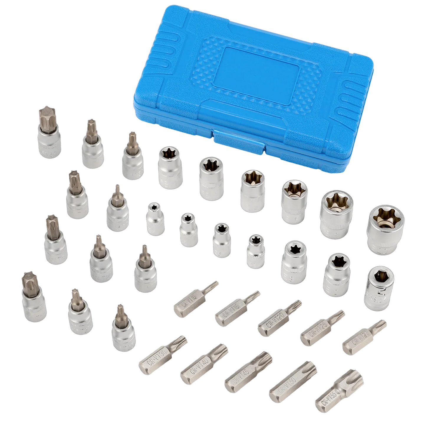 34pcs Torx Star Socket & Bit Set Male Female E & T Sockets with Torx Bits + Case