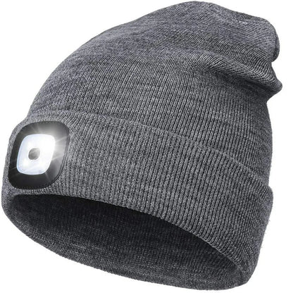 Unisex Winter Knitted Knit Hat Beanie Cap Comfy Woolly Warm Plain LED Head Torch