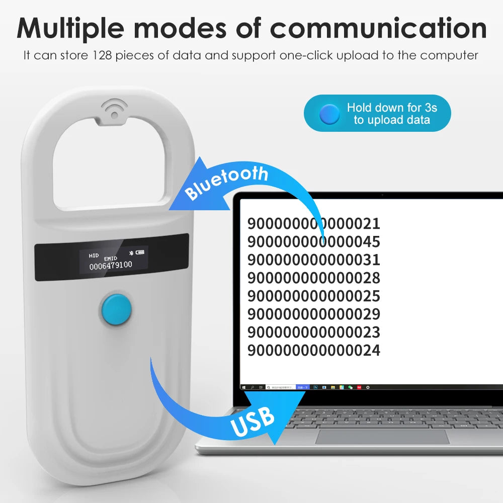 134.2KHz Animal Microchip Reader 125kHz Microchip Scanner Pet Microchip Scanner Chip Scanner for Dogs