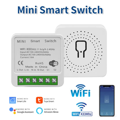 Tuya Smart WiFi Switch 16A 20A 433Mhz Receiver Breaker Smart Life App Remote Supports 2-way Control Works with Alexa Google Home