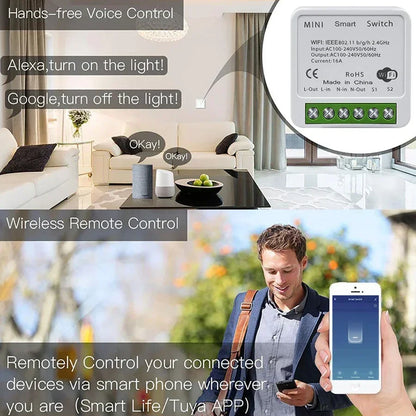 Tuya Smart WiFi Switch 16A 20A 433Mhz Receiver Breaker Smart Life App Remote Supports 2-way Control Works with Alexa Google Home