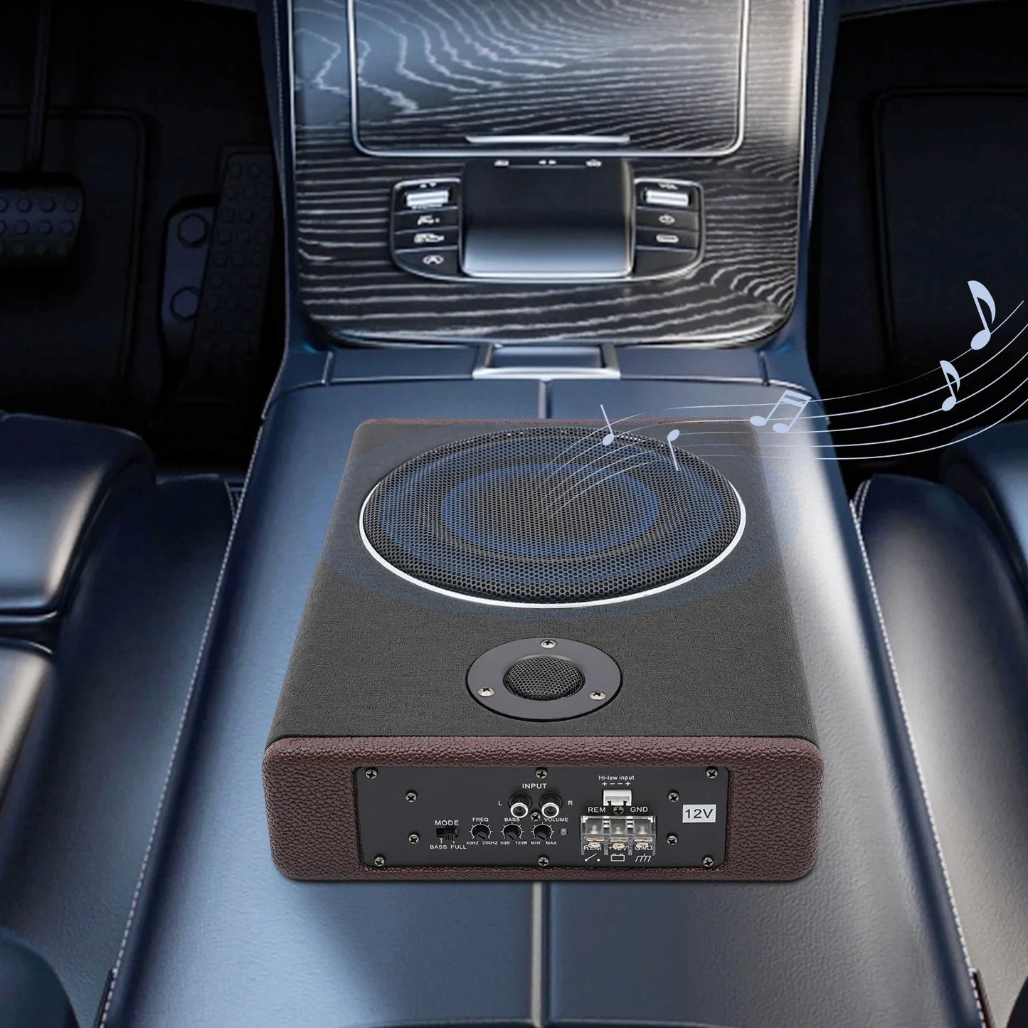 8 Inch Ultra Slim Car Subwoofer Under Seat Car Active Subwoofer Compact Car Bass Audio Car Stereo Amplifier Speaker DC 12V 600W