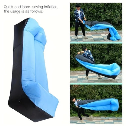 Portable Inflatable Lounge Chair with Pillow - Waterproof Sofa for Camping, Beach & Festivals - Easy Setup with Bag