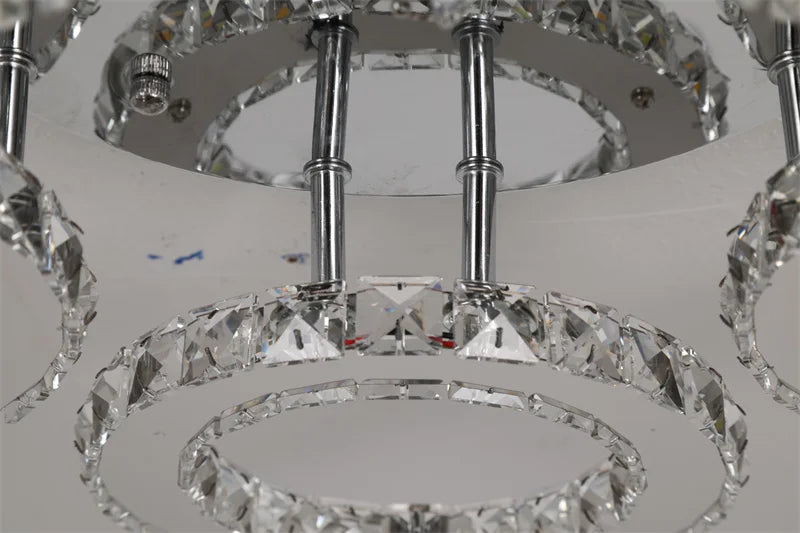 Modern Crystal Chandelier Ceiling Lamp Chrome Flush Mounted Pendant Light Luminari Dining Living Room Plafon Led Hanging Lampara