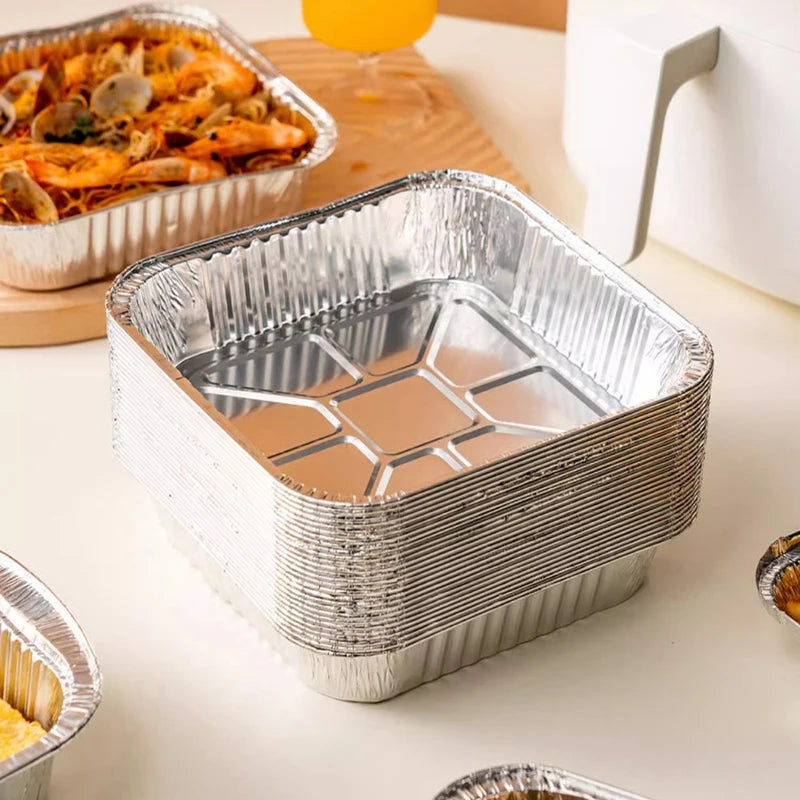 50/100PCS Air Fryer Liners Aluminum Foil Bowls Disposable Food Grade Air Fryer Paper for for Baking Frying Grilling Roasting