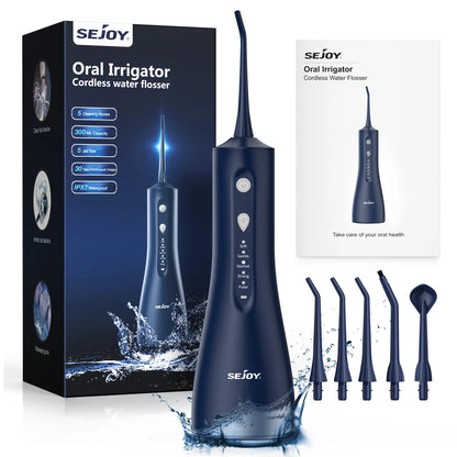 Sejoy Electric Water Flossers Oral Irrigator Rechargeable Portable Dental 4 Modes Water Tank Teeth 300ML Waterproof Cleaner