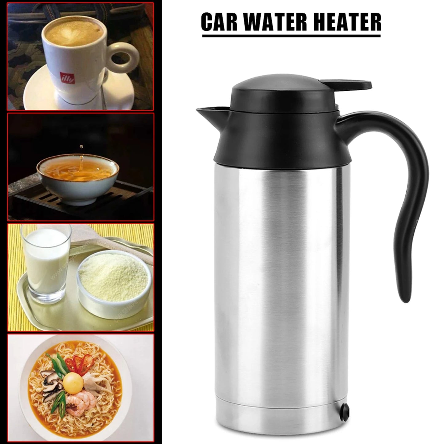 Portable 750ml 24V Travel Car Truck Kettle Water Heater Bottle Stainless Steel for Tea Coffee Drinking