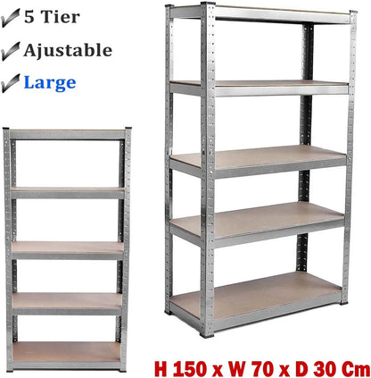 Adjustable Height Layout 5-Tier Heavy Duty Shelf 875kg Boltless Metal Rack Tool Free Assembly for Garage Warehouse Storage