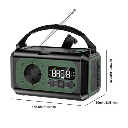 12000mAh Small Portable Radio Solar Panels Emergency Radio Survival with crank Multifunction rechargeable Flashlight Power Bank