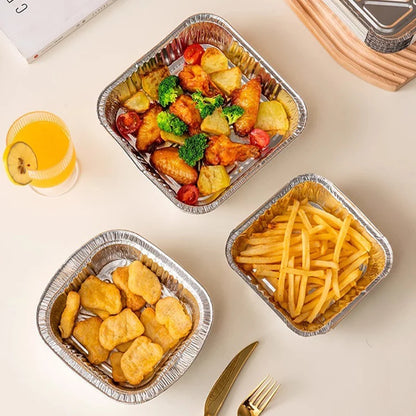 50/100PCS Air Fryer Liners Aluminum Foil Bowls Disposable Food Grade Air Fryer Paper for for Baking Frying Grilling Roasting