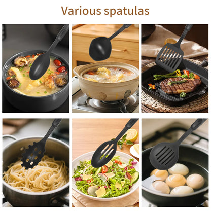 13pc Cookware Set Kitchen Pots and Utensils Set Non-Stick Frying Pan/Soup Pot/Saucepan Suitable for gas induction cooktops