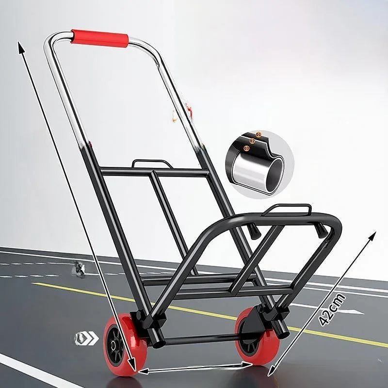 Foldable Stainl Steel Hand-Pulled op Cart for Lage Transport Double Trailer Small Goods Trolley Pu Cart Water