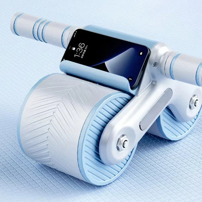 Auto Rebound Double Wheel Ab Roller With Phone Holder Non‑Slip Abdominal Exercise Roller Core Workout Equipment For Fit Beginner