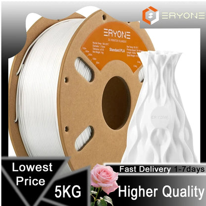 ERYONE 1/5/10KG Standard PLA Premium Filament 1.75mm 3D Print, Multicolor Available,big sale 1kg pla filament,1kg/spool