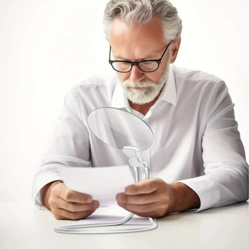 XMSJ 3X 10X Magnifying Glass Pro - Hands-Free, Adjustable, Stand-Neckwear Magnifier for Seniors, Low Vision, Reading, Sewing