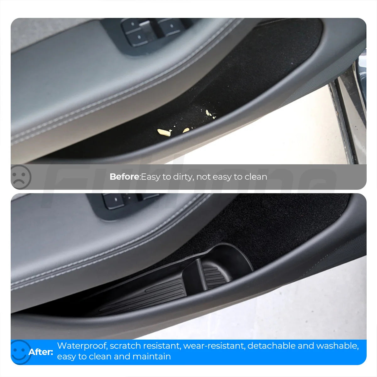 Futhope 4pcs side door storage box for Tesla new model Y Juniper 2025 Armrest Tray Organizer Front Door Handle  decoration