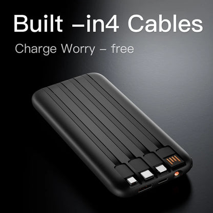 Xiaomi 200000mAh Solar Power Bank Large Capacity Mobile Power Fast Charging Battery with 4 Cables For iPhone Samsung Huawei