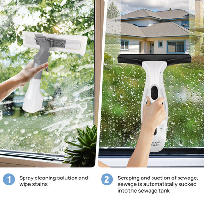 Cordless Window Vac with 2000pa, Efficiently Streak-Free Cleaning, Running Time: 50-60 Min, 3.8V Electric Window Vacuum Cleaner