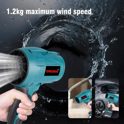 ONEVAN Brushless 2000W Electric Turbo Blower Jet Fan 200M/S Violent Car Dryer Snow Dust Blowing Tool For Makita 18V Battery Pin