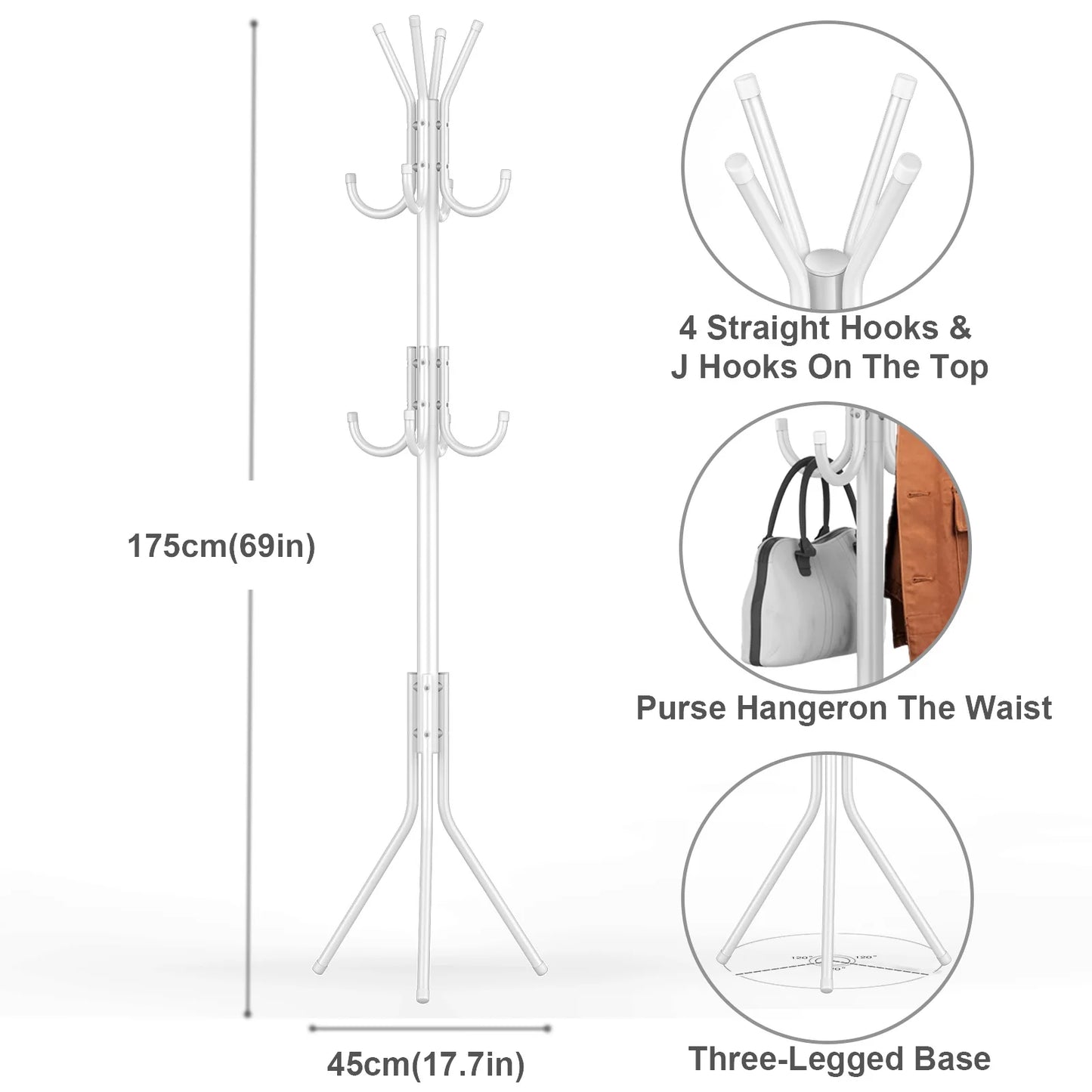 Metal Freestanding Tree-Shaped Clothing Rack, Multi-Functional Garment Organizer, Space-Saving Floor Standing clothes hat Rack